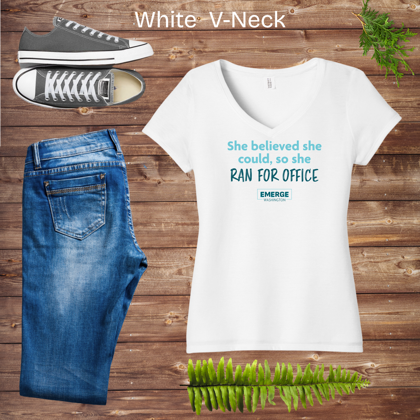 She Believed Women's V-neck Emerge WA