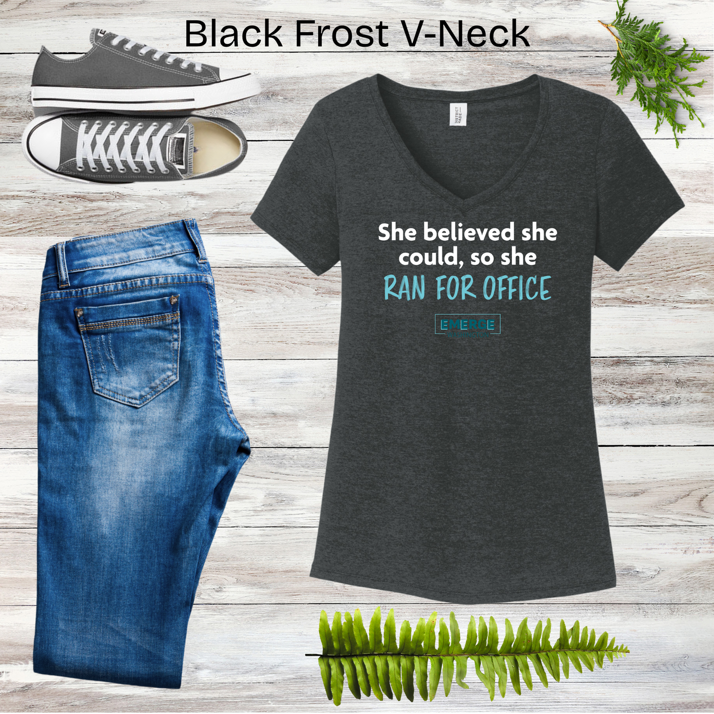 She Believed Women's V-neck Emerge WA