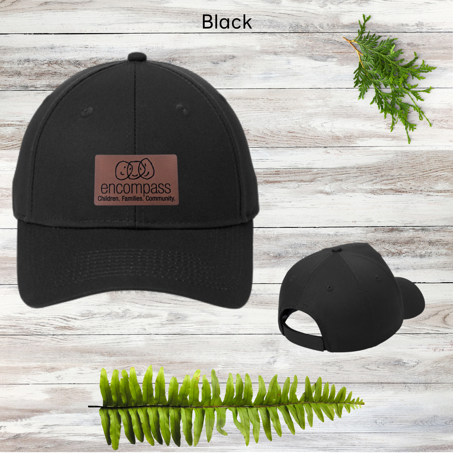 Encompass 6 Panel Twill Cap with Leather Patch