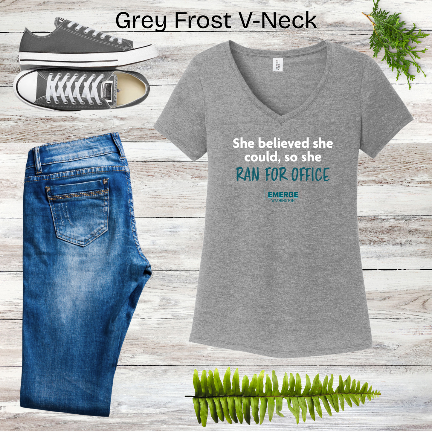 She Believed Women's V-neck Emerge WA