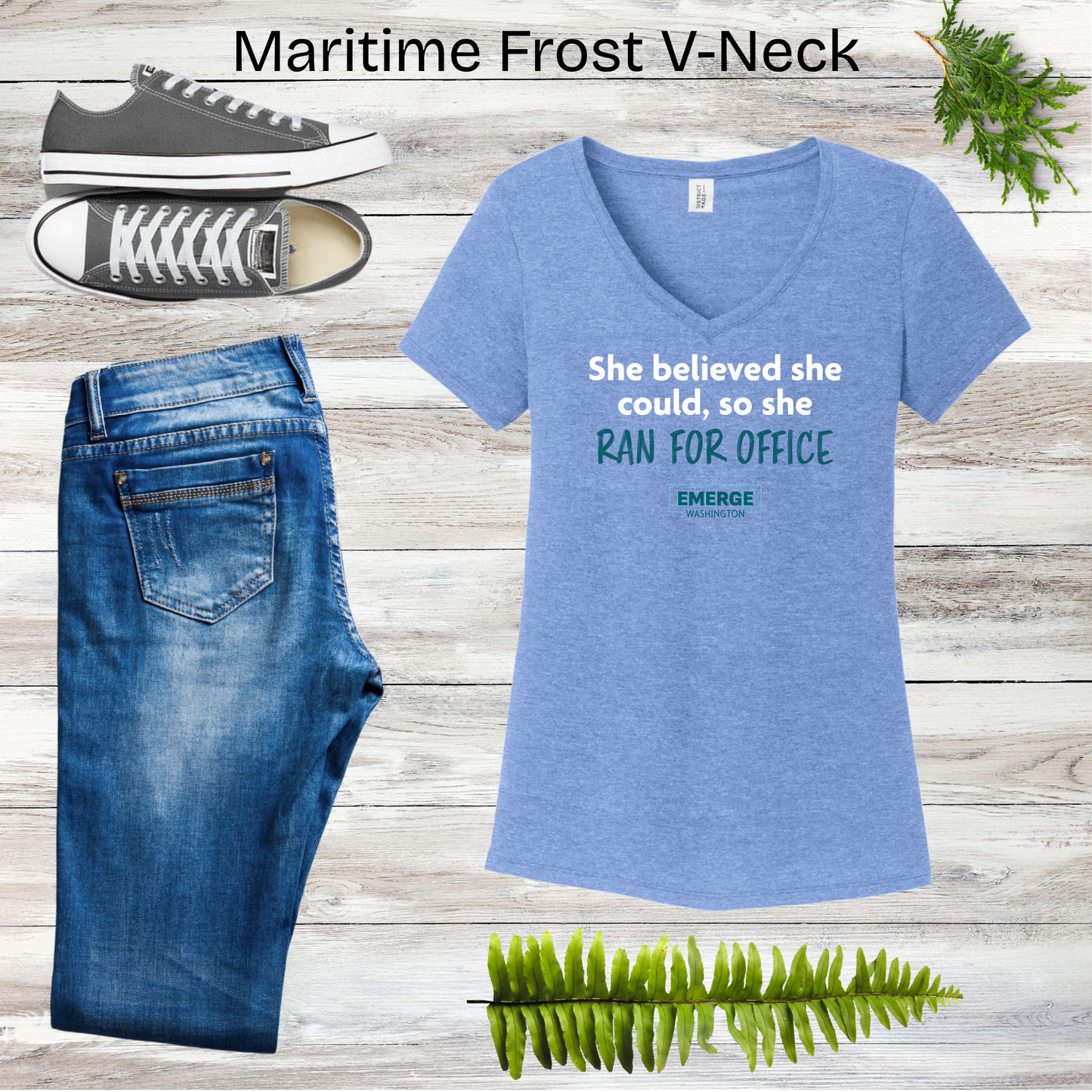 She Believed Women's V-neck Emerge WA