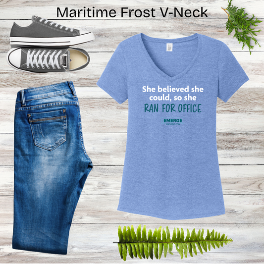 She Believed Women's V-neck Emerge WA