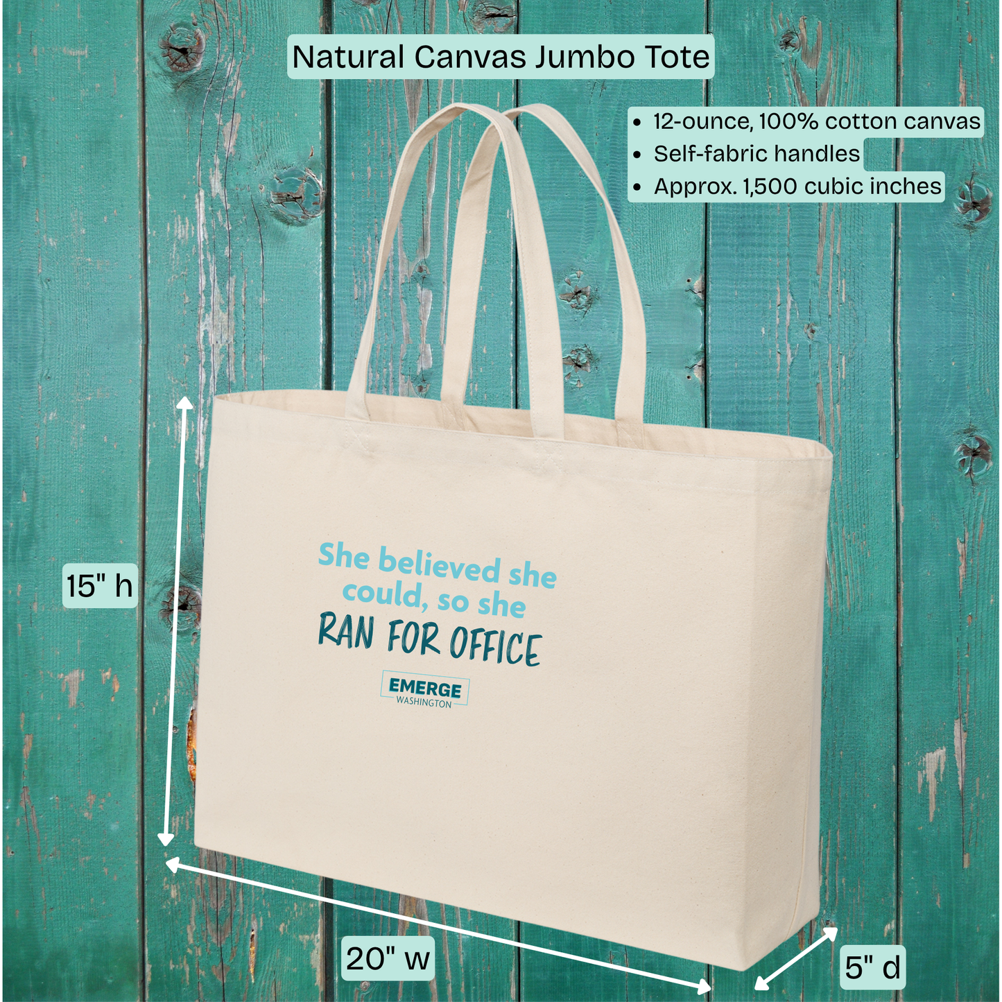 She Believed Tote Bag Emerge WA