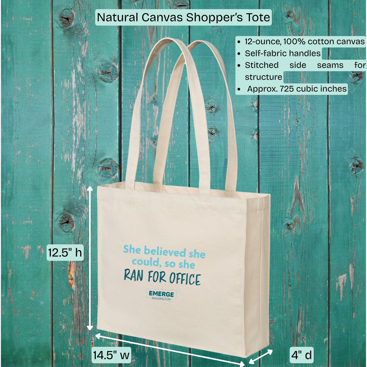 She Believed Tote Bag Emerge WA