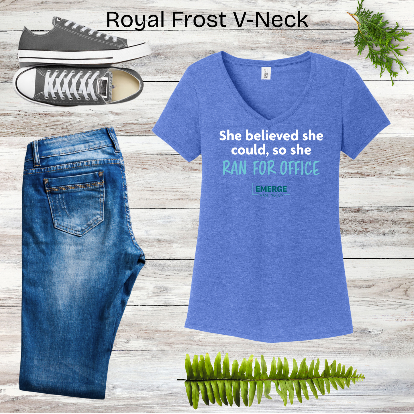 She Believed Women's V-neck Emerge WA