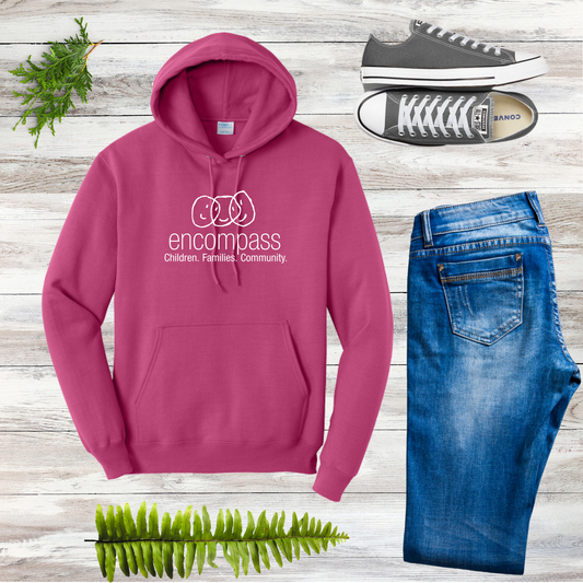 Encompass Unisex Hooded Pullover Sweatshirt White Print